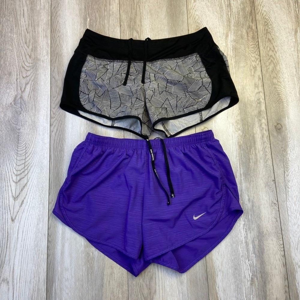 Nike Dri-fit Running Shorts Womens Small Puprle Black Lined Athletic Gym Bundle